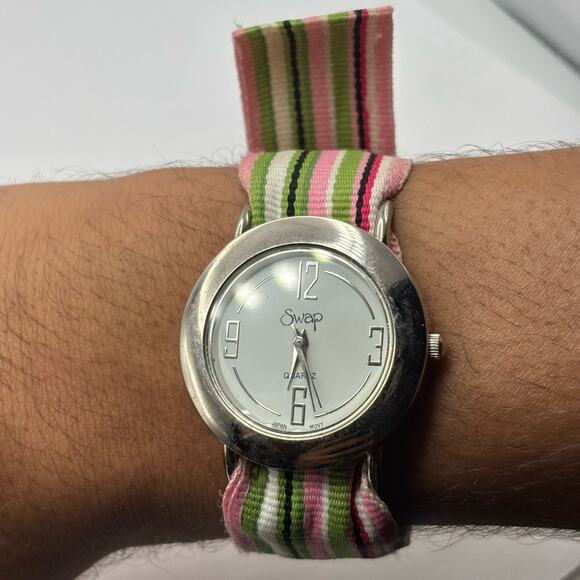 Silver & Pink Swap Watch - Picture 2 of 5